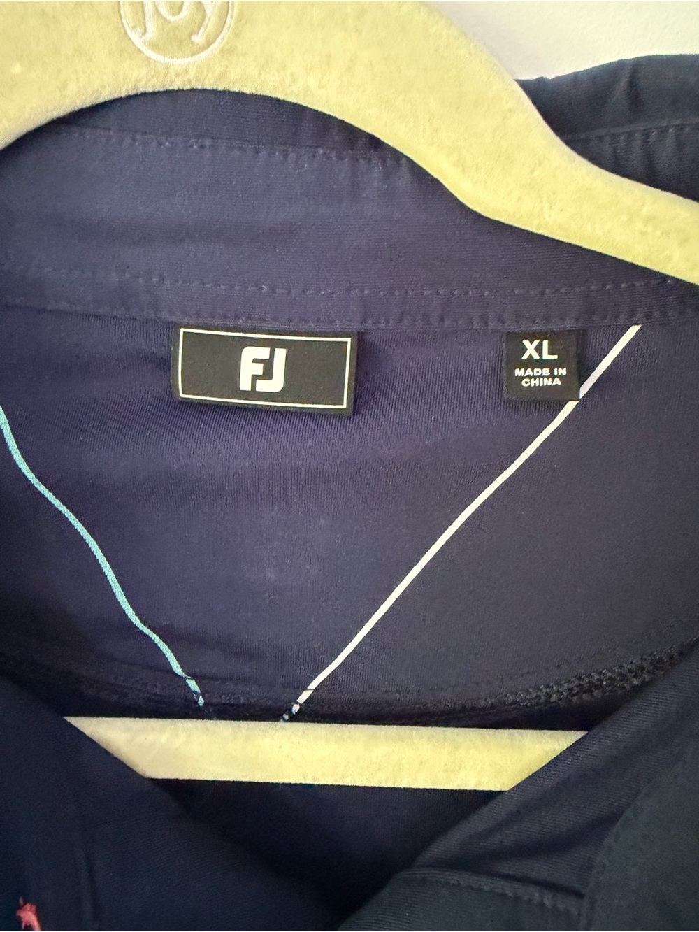 FootJoy Navy Polo with White Argyle Stitch - Picture 4 of 8